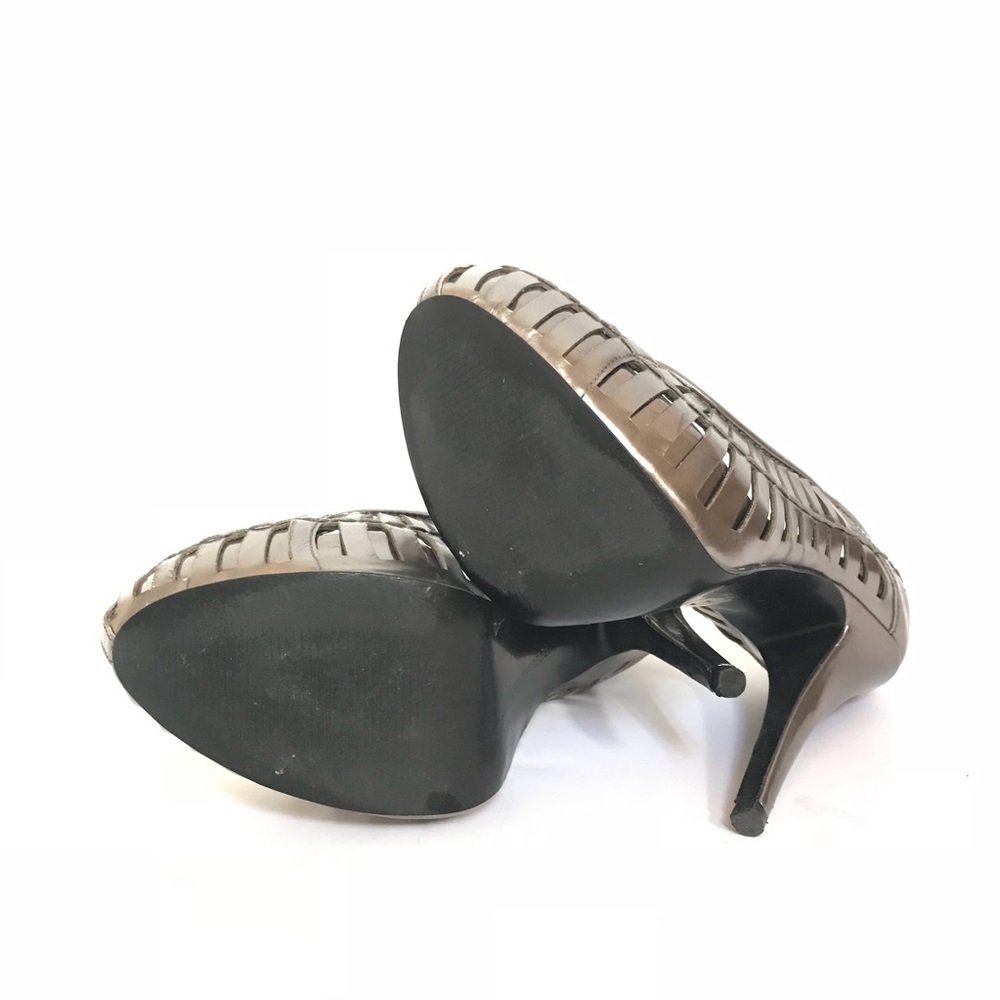 Bcbgeneration Gray Metallic Cutout Platform Pumps - image 5